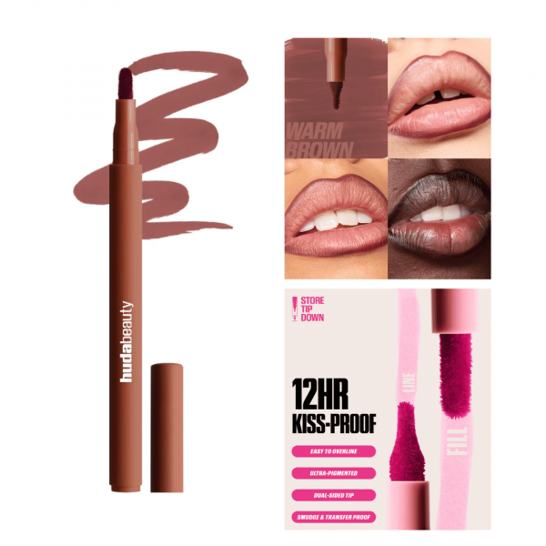 HUDA BEAUTY  Lip Contour Lip Stain for 12-Hour Wear - Warm Brown - burnt brown
