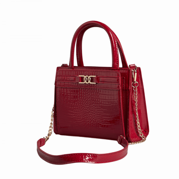 MAX Textured Tote Bag with Detachable Strap and Magnetic Button Closure