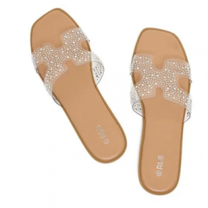 R & B Embellished Flat Sandals - Size 40