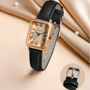 Rectangle Pointer Quartz Watch - BLACK
