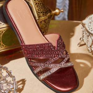 CUCCOO TILAWA Gold Ombre Glitter Rhinestone Casual Slip-On Slippers - size 40