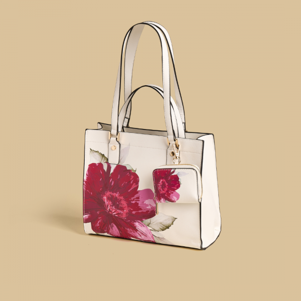 MAX Floral Print Tote Bag with Detachable Pouch