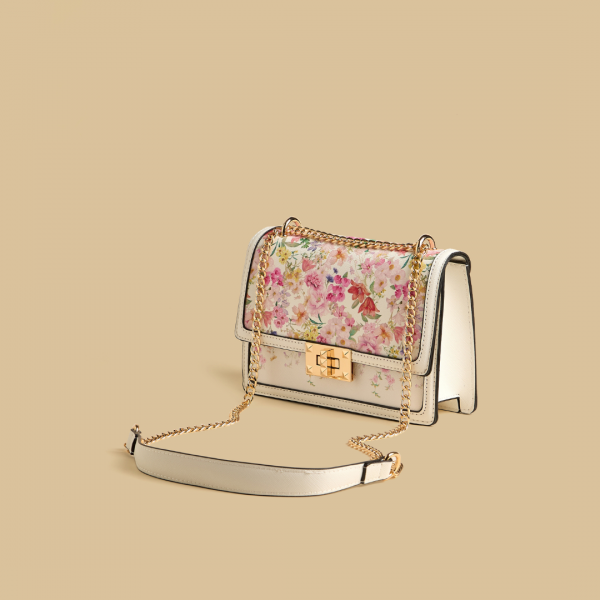 MAX Floral Print Crossbody Bag with Twist Lock Closure