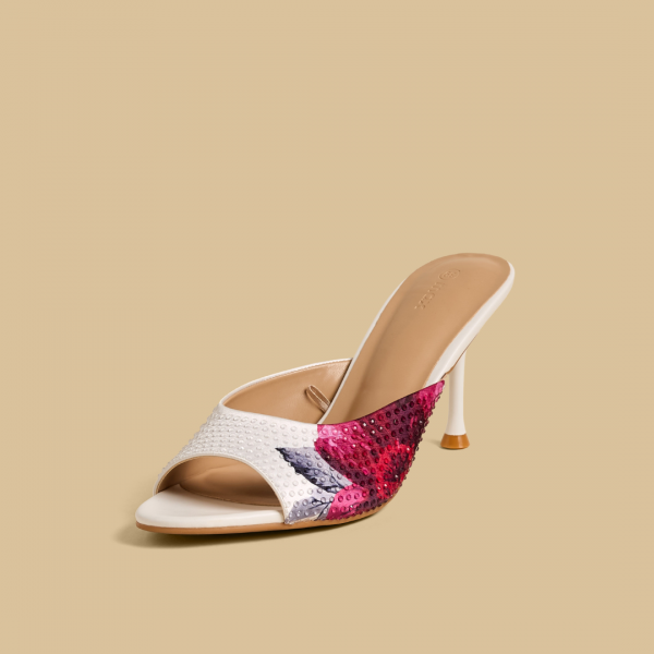 MAX Floral Print Embellished Stiletto Heel Sandals - Size 38